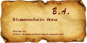 Blumenschein Anna névjegykártya